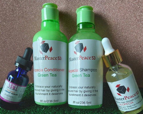 Master Peace53 Alopecia Conditioner/Shampoo/Hair Growth Oils  Get Free Mink Night Serum 